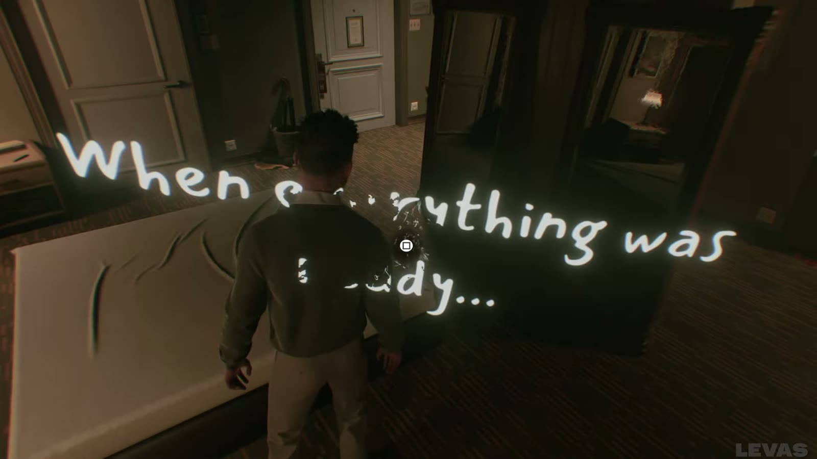 Interaction prompt beside the bed after the relic pickups.