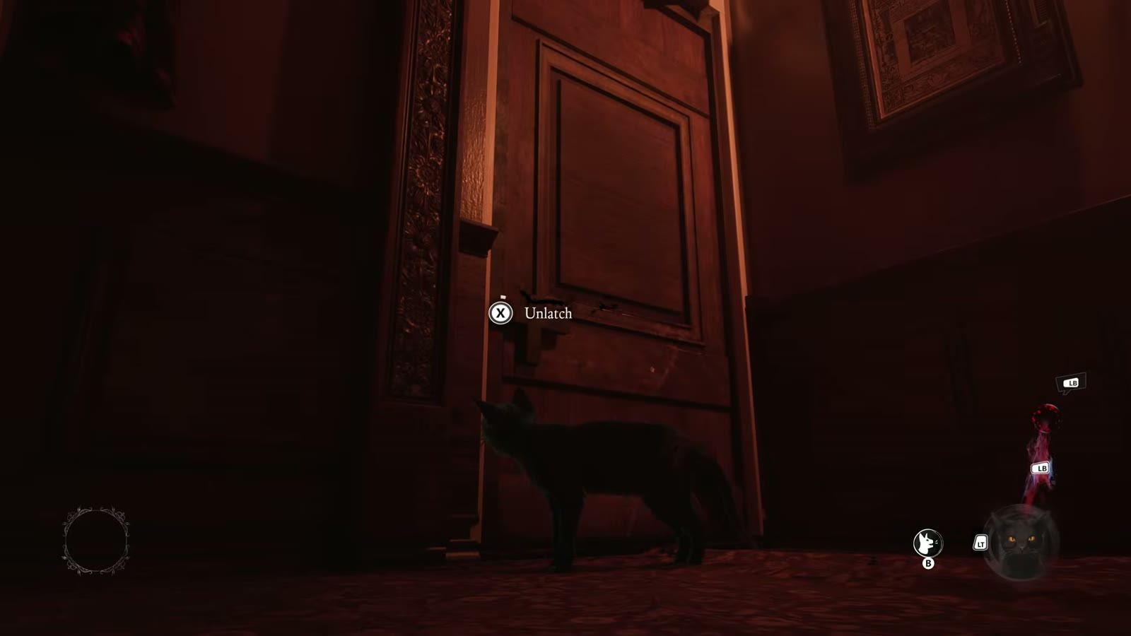 Aaron beside the inside of the front door with the Unlatch interaction.