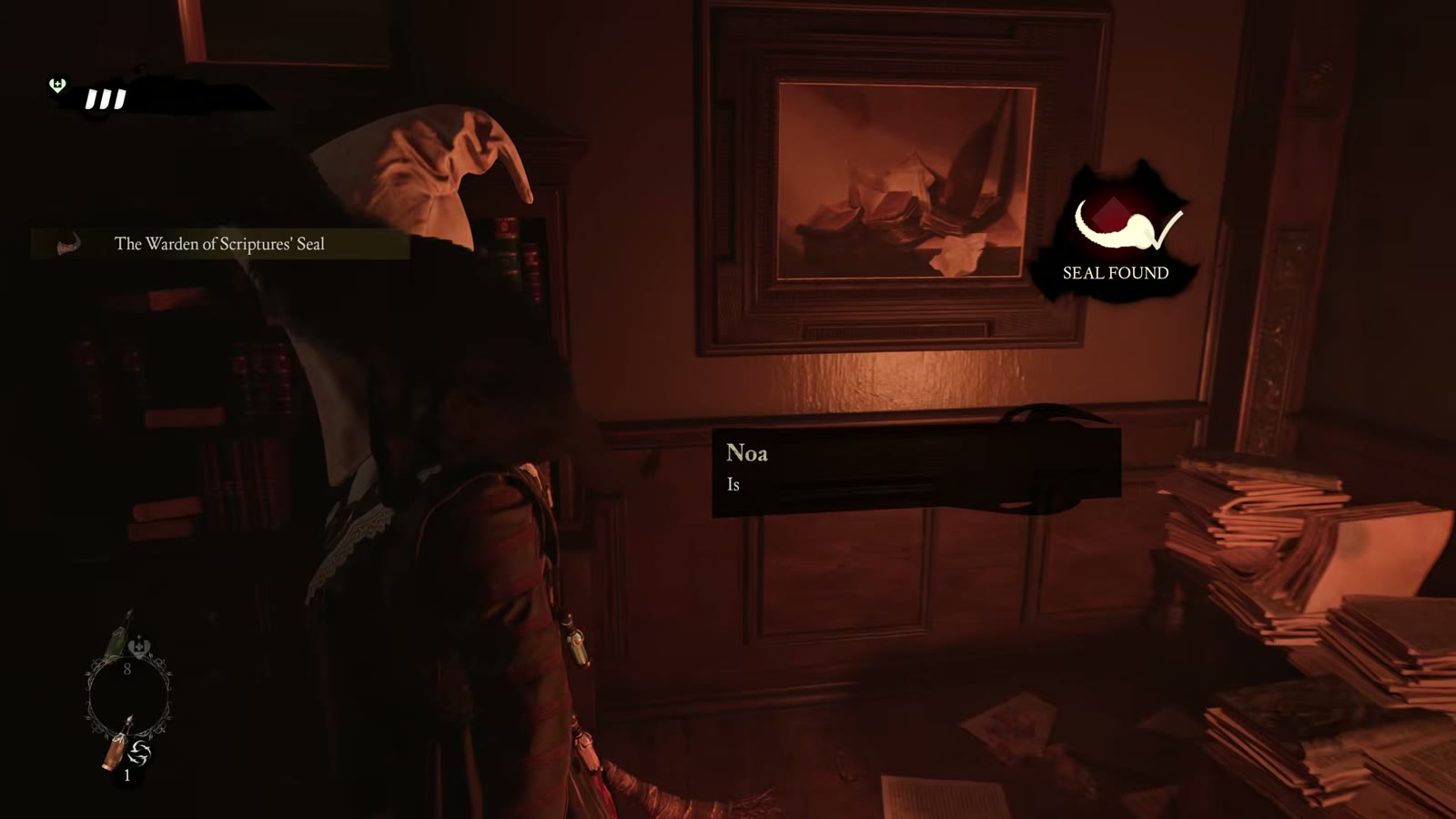 The Warden of Scriptures’ Seal notification after Aaron returns to Noa.